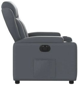Poltrona reclinável elétrica couro artificial cinzento