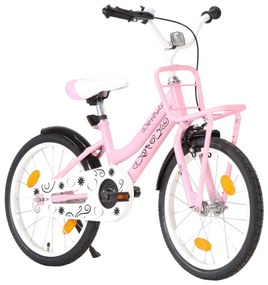 vidaXL Bicicleta criança c/ plataforma frontal roda 18" rosa/preto