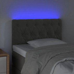 Cabeceira de cama c/ luzes LED veludo 80x7x78/88cm cinza-escuro