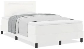 Cama Box com Colchão Branca, 120 x 200 cm, em Couro Sintético