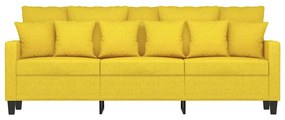 Sofá de 3 lugares 180 cm tecido amarelo-claro