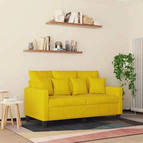 Sofá de 2 lugares veludo 120 cm amarelo
