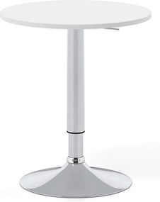 Mesa de Bar Redonda, 60 x 60 x 67,5-91,5 cm, Altura Ajustável, Branco