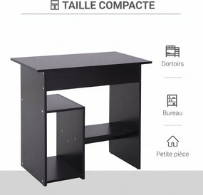 Secretária de Computador com Arrumação, 80 x 45 x 75 cm, Tabuleiro Deslizante para Teclado, Preto