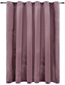 Cortina blackout c/ argolas metal 290x245cm veludo rosa antigo