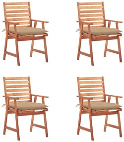Cadeiras de jantar p/ jardim 4 pcs c/ almofadões acácia maciça