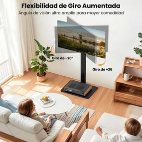 Suporte de TV de chão ajustável em altura 95,5-111,5 cm com Estante AV para TVs de 32-70 polegadas até 50 kg Preto