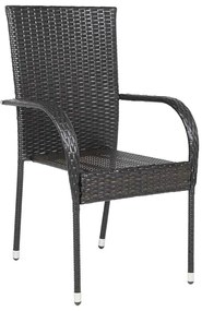 Cadeiras de exterior empilháveis 6 pcs vime PE castanho