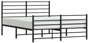 Estrutura de cama com cabeceira e pés 140x200 cm metal preto