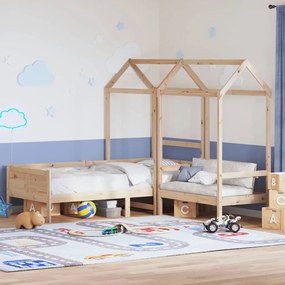 vidaXL Conjunto de sofá-cama e banco c/ telhado 90x200 cm pinho maciço