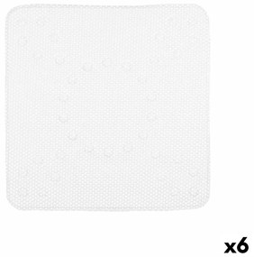 Tapete Antiderrapante para Duche Branco PVC 53 x 52,5 x 1 cm (6 Unidades)