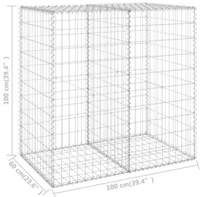 Muro gabião com tampas aço galvanizado 100x60x100 cm