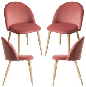Pack 4 Cadeiras Vint Veludo - Rosa
