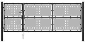 vidaXL Portão de jardim 350x125 cm aço preto