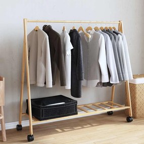 Cabide com prateleiras e rodas 106x34x106,5 cm bambu