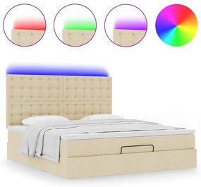 Estrutura de cama otomana com colchão tecido creme 160x200cm