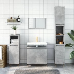 vidaXL 3 pcs conj. móveis casa banho derivados madeira cinza cimento