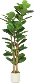 HOMCOM Planta artificial de interior 150 cm Figueira-lira árvore artificial com vaso de plástico e tronco em madeira maciça, verde | Aosom Portugal