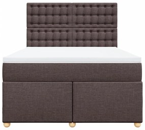 Cama com molas/colchão 140x200 cm tecido castanho-escuro