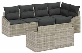 Conjunto de Jantar de Jardim de 7 Peças com Almofadas Cinza Claro em P