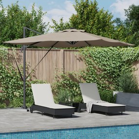 vidaXL Parasol Cantilever Roma com LEDs - Taupe (286 x 285 x 270 cm) - Alumínio