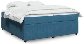 vidaXL Cama com molas/colchão 200x200 cm veludo azul-escuro