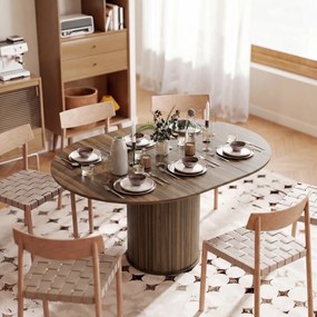 Mesa de Jantar Extensível (CADEIRAS NÃO INCLUIDAS), 150 x 110 x 75 cm, para 6 a 8 Pessoas, Cor Nogueira