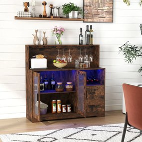 Móvel Bar, 120 x 40 x 115,5 cm, Iluminação LED RGB, Castanho