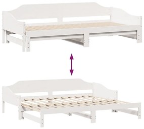 Sofá-cama com gavetão 90x190 cm madeira de pinho maciça branco