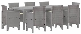 Conjunto de Jantar para Jardim 9 pcs Cinzento-claro