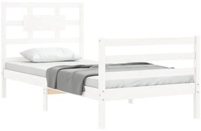Estrutura cama de solteiro c/ cabeceira madeira maciça branco