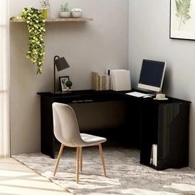 vidaXL Secretária de canto forma L 120x140x75cm contraplacado preto