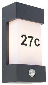 Candeeiro de parede exterior cinzento escuro IP44 sensor de movimento - Tide Moderno