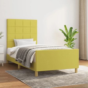 vidaXL Estrutura de cama c/ cabeceira tecido 80x200 cm verde