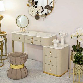 TOUCADOR BEAUTY 120X40X75 CM CREME E DOURADO