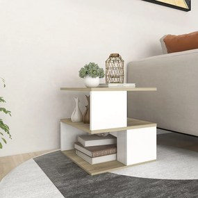 vidaXL Mesa de apoio 40x40x40 cm contraplacado carvalho sonoma/branco