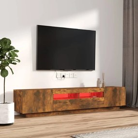 Conjunto móveis de TV 2pcs c/ LEDs madeira carvalho fumado