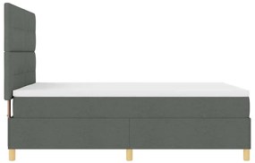 Cama Box Spring com Colchão &amp; LED Cinza Escuro 140x200 cm Tecido