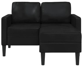 Sofá 2 lugares com Chaise em L 125 cm couro artificial preto