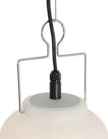 Candeeiro de suspensão exterior branco 20 cm com ficha IP44 - Pion