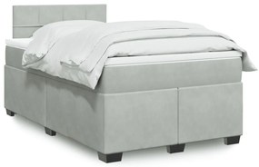Cama boxspring c/ colchão 120x200 cm veludo cinzento-claro