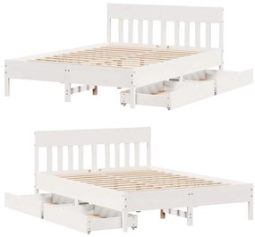 Cama sem colchão 150x200 cm madeira de pinho maciça branco