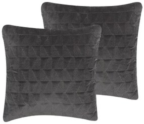 Conjunto de 2 almofadas algodão cinzento com relevo 45 x 45 cm LALAM Beliani