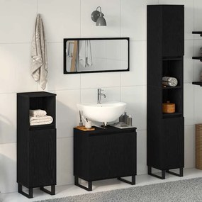 vidaXL Conjunto de Móveis para Banheiro 3 pcs Preto 30 x 30 x 190 cm