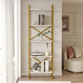 Estante VG3 – Mármore e Dourado – 58x175x30 cm