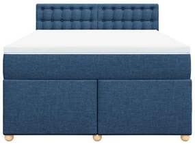 Cama com molas/colchão 140x190 cm tecido azul