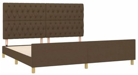 Estrutura de cama c/ cabeceira 200x200cm tecido castanho-escuro