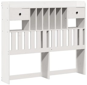 Cama com estante sem colchão 135x190 cm pinho maciço branco