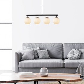 Chandelier Fazli – Preto, Dourado e Branco – 70 x 15 x 43-87 cm