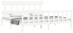 Estrutura cama Super King Size c/ cabeceira madeira branco